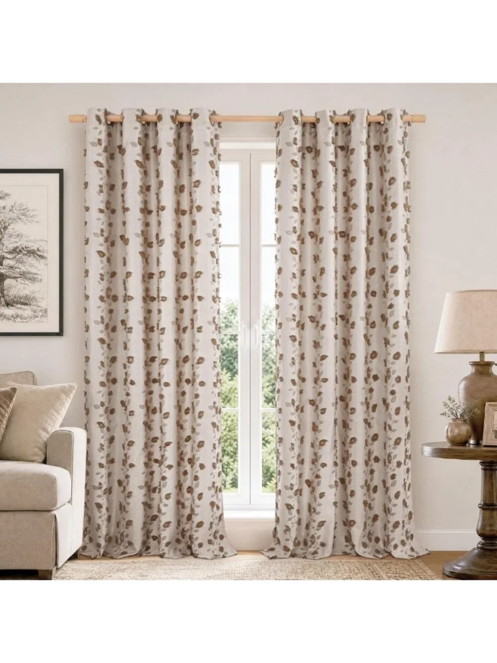 Elegant Brown Linen Curtains for Living Room - 90